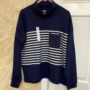 New Croft & Barrow Long Sleeve Mockneck Pocket Sweatshirt Size: XXL